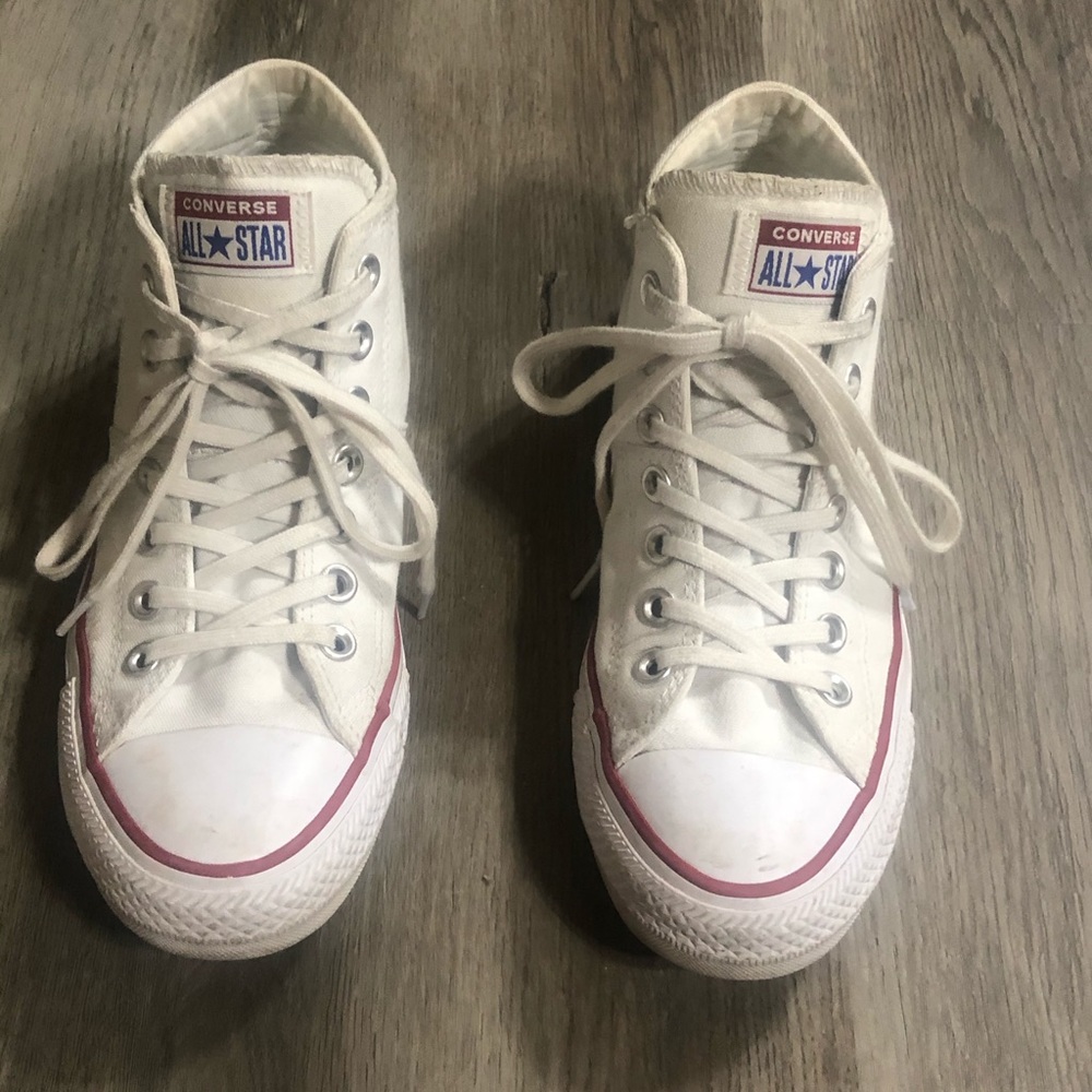 White Converse Mid-Tops